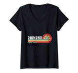 Womens Diamond Proud Family Retro Sunset Last Name Surname V-Neck T-Shirt