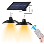 Merkmak - Lampe led Solaire suspendue a Double tete avec telecommande, impermeable conforme a la norme IP65, eclairage d'exterieur et d'interieur,