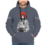 Men NASA Astronaut Sweatshirts Casual - Funny God with Kangaroo Pocket Training Jacket white 4xl
