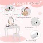 Princess Sminkbord Set 2-i-1 Sminkbord för barn med avtagbar spegel Vit