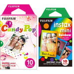 instax Rainbow Mini Film, 10 Shot Pack & W891719 Candy pop Mini Film, 10 Shot Pack