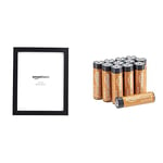 Amazon Basics Cadre Photo 20 x 25 cm Noir Lot de 5 & Lot de 12 Piles alcalines Type AA 1,5 V 2875 mAh (Design Variable)
