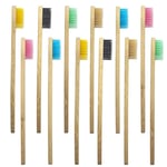 10x Tandborste, Bambu - Blandade Färger