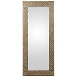 DRW Miroir rectangulaire en Bois avec Dessins arabesques Couleur Or 138 x 58 cm