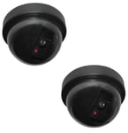 2 x Dummy Round Fake Camera With Led Outdoor Indoor Security CCTV