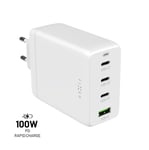 FIXED Supersnabb GaN Hemladdare 100W 3xUSB-C+USB-A Vit