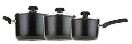 Prestige Duraforge Induction Aluminium Saucepan, Black, Set of 3
