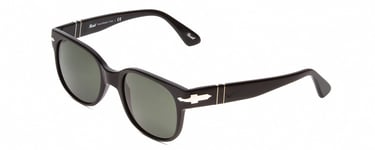 Persol PO 3257S Unisex Square Designer Sunglasses in Black/Polarized Green 51 mm