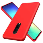 CRABOT Compatible with OnePlus 7 Pro Liquid Silicone Phone Case Gel Rubber Shockproof Cover Soft Anti-Fall Scratch-Resistant Phone shell+1*(Free Screen Protector)-Red