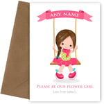 PERSONALISED Flower Girl Proposal Card (Girl on a Swing) - for Flower Girl, Junior Bridesmaid, Bridesmaid, Chief Bridesmaid, Maid of Honour or Usher to say thank you on a Wedding day / ceremony
