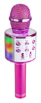MAX KM15P Karaokemikrofon med inbyggda lysdioder, högtalare, Bluetooth och MP3 - Rosa, Karaokemikrofon MAX KM15P med inbyggd högtalare