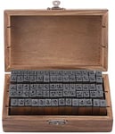 Ejoyous Wood Rubber Stamp 70 Pieces Alphabet Stamps Letters Numbers Symbols Set, Vintage Wooden ABC Stamps, Wood Mounted Rubber Stamp Set with Storage Box for Scrapbook, Diary Card Making, DIY Crafts