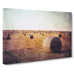 Hay Bales Canvas Print for Living Room Bedroom Home Office Décor, Wall Art Picture Ready to Hang, 30 x 20 Inch (76 x 50 cm)