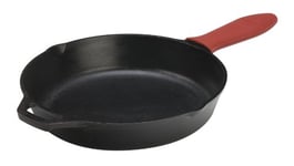 Lodge 30.48 cm/12 inch Pre-Seasoned Cast Iron Round Skillet/Frying Pan & Classic Silicone Hot Handle Holder, Red