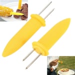 Safe Skewers Meat Corn Fork Twin Needle Cob Holders BBQ Prong
