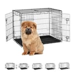 Relaxdays Dog Cage for Home, Office, Car Dog Box, Foldable, Steel Grid Box with Tray, Kennel 40 x 51 x 32 cm, Black