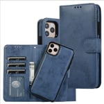 Jose Magnetic Leather Case Mag-Safe Detachable Wallet Phone Cover Multiple Bank Cards,Dark Blue,iPhone 12/12 pro