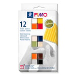 Staedtler FIMO Soft, Assortiment de 12 demi-pains de pâte FIMO aux couleurs naturelles assorties, Pâte à modeler durcissant au four et facile à démouler, 8023 C12-4