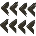 8-pack Vintage Dekorativa Smidesjärnshörn Möbelhörn Metallhörn Brons Skåpshörn för Skåp och Trä Låda Smyckeskrin