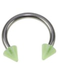Rund Ögonbrynspiercing med Gröna och Vita Spike Kulor - 1.2 x 8 mm