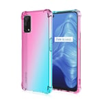 GOGME Case for Realme 7 5G(Not for Realme 7 4G) Case, Gradient Color Ultra-Slim Crystal Clear Anti Smudge Silicone Soft Shockproof TPU + Reinforced Corners Protection Phone Cover (Pink/Green)
