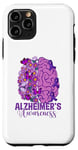 Coque pour iPhone 11 Pro Purple Awareness Papillon Fleur Sensibilisation Alzheimer