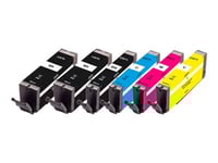 Peach Spar Pack Plus - 6-Pack - Svart, Gul, Cyan, Magenta - Kompatibel - Återanvänd - Bläcktank (Alternativ För: Canon Cli-571, Canon Pgi-570) - För Canon Pixma Ts5051, Ts5053, Ts5055, Ts6050, Ts6051, Ts6052, Ts8051, Ts8052, Ts9050, Ts9055