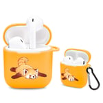 Idocolors Cute Raccoon Case compatible with Airpod Yellow Soft TPU, [ Supports Wireless Charging ] Protective Cover for Airpods 1st and 2nd Gen
