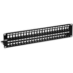 TRENDnet 48-Port Blank Keystone Shielded 2U HD Patch Panel, TC-KP48S, Cat 6A/6/5e/5, Recommended with TC-K06C6A Cat6A Keystone Jacks, 2U 19 Inch Metal RackMount Design, Cable Management Panel