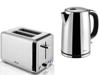 Swan 1.7L Jug Kettle & 2 Slice Toaster Classic Set in Polished Stainless Steel