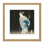 Sadanobu Kabuki Actor Kikugoro As Ghost Courtesan Yonakishii 8X8 Inch Square Wooden Framed Wall Art Print Picture with Mount