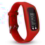 Stegräknare Klocka med LCD-Skärm, Fitness Tracker Armband, Digital Stegräknare, Fitness Tracker Klocka Red