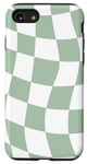 Coque pour iPhone SE (2020) / 7 / 8 Carreaux ondulés vert sauge clair et blanc