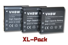 vhbw 3x Batteries compatible avec Casio Exilim EX-FC100WE, EX-FC150, EX-FC150BK, EX-FC150RD appareil photo reflex (950mAh, 3,6V, Li-ion)