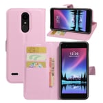 HualuBro LG K10 2017 Case, Premium PU Leather Wallet Flip Phone Protective Case Cover with ID Credit Card Slots Holder for LG K10 2017 Smartphone (Pink)