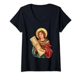 Womens Saint Philomena Holding A Scroll V-Neck T-Shirt