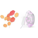 Nanoleaf Shapes | Hexagons | Starter Kit | 9PK | EU/UK & Essentials | Light Strips Starter Kit | 2 Meters | 1600Lm | 30W | 2700K-6500K | 120V-240V | EU/UK