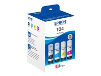 Epson EcoTank 104 - 4 förpackningar - svart, gul, cyan, magenta - original - refill - för EcoTank ET-1810, 2715, 2721, 2810, 2811, 2812, 2814, 2815, 2820, 2821, 2825, 2826, 4800