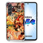 Cokitec Coque Renforcée en Verre Trempé pour Samsung Galaxy A54 5G Manga One Piece Nakama