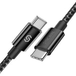 USB C to USB C Cable 60W - Syncwire 3A Type C to Type C PD Fast Charging lead for MacBook Pro/Air, iPad Pro 2020/2018, Samsung S21/S20/S10/Note20, Google Pixel 4XL- [1M/3.3FT] Obsidian Black