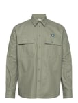 Carson Herringb Shirt Tops Shirts Casual Khaki Green Double A By Wood Wood