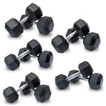 DKN 10kg to 30kg Rubber Hex Dumbbell Set - 5 Pairs