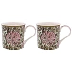 Lesser & Pavey Set of 2 British Designed Coffee Mug | Ceramic Coffee Mugs for Home or Work | Large Mugs for Hot Drinks | Honeysuckle Tea and Coffee Cups - William Morris