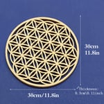 1st Chakra Livets blomma Naturlig symbol Trä rund kant cirkel Yellow 30cm