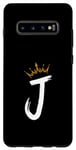 Coque pour Galaxy S10+ Queen King Lettre J – Lettre préférée avec alphabet couronne