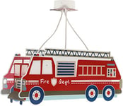 Dalber Lampe Suspension enfant Fire Truck Camion de Pompier Police, Luminaire suspendu pour chambre d'enfant, lustre chambre enfant, 60610, E27