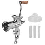 Manual Meat Mincers, Stainless Steel Hand-Operated Meat Grinder with Stuffer Tubes Grinding Machine for Mincing Griding All Meats Pork Beef #10