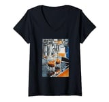 Vintage Retro Coffee Machine Espresso Barista Coffee V-Neck T-Shirt
