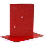 Creative Cardmaking Kort och kuvert - A6 Röd Glitter 4 set