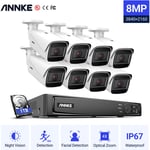 ANNKE Système de caméra sécurité CCTV filaire 8 canaux 8MP NVR ONVIF avec surveillance IP 4K PoE Zoom pour kits vidéosurveillance